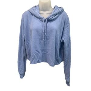 Brandy Melville Sweater Blue Knit Long Sleeve Hoodie One Size Knit Crop Boxy